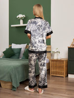 Pijama Longo Manga Curta Noite na Savana