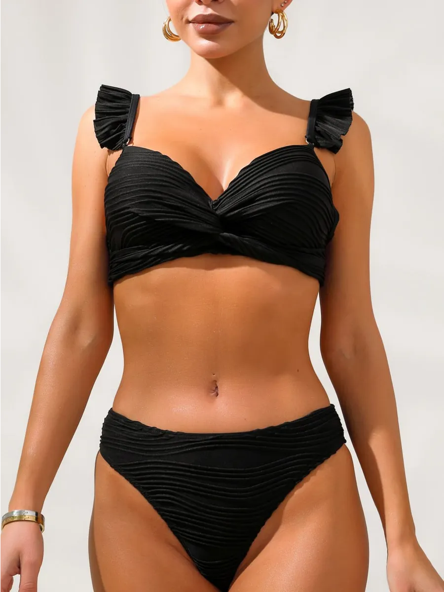 Biquíni Hot Pants Cintura Alta Luna Bella Preto